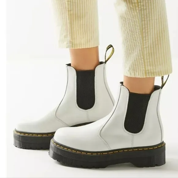 Dr marten white 2976 quade arcadia LEATHER PLATFORM CHELSEA BOOTS size 6