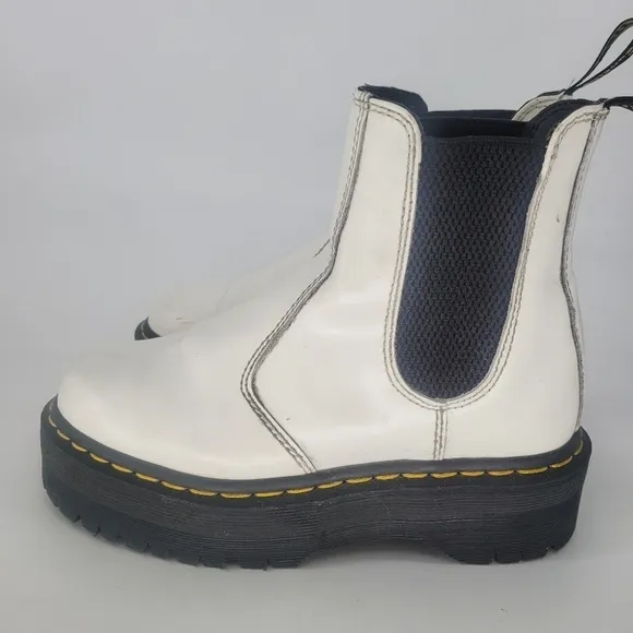 Dr marten white 2976 quade arcadia LEATHER PLATFORM CHELSEA BOOTS size 6