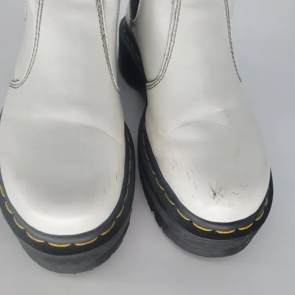 Dr marten white 2976 quade arcadia LEATHER PLATFORM CHELSEA BOOTS size 6