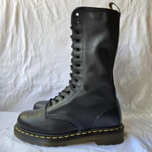Dr Martens 10183 Women's Leather 14 Eye Combat Lace Up/Zip Boots Black Size 6