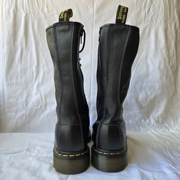 Dr Martens 10183 Women's Leather 14 Eye Combat Lace Up/Zip Boots Black Size 6
