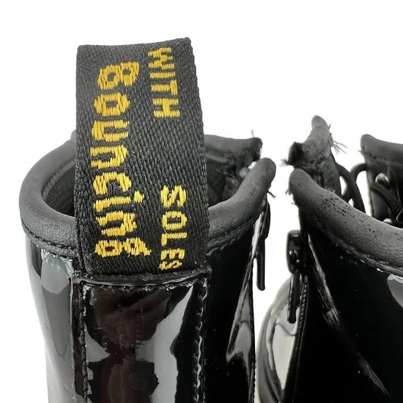Dr. Martens 1460 Black Patent Leather Combat Boots Girls 3 Lace Up Combat