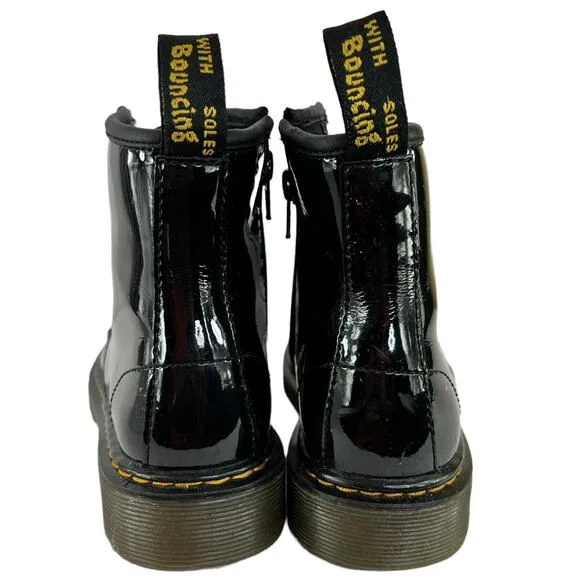 Dr. Martens 1460 Black Patent Leather Combat Boots Girls 3 Lace Up Combat