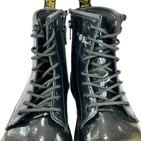 Dr. Martens 1460 Black Patent Leather Combat Boots Girls 3 Lace Up Combat