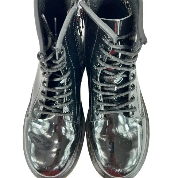 Dr. Martens 1460 Black Patent Leather Combat Boots Girls 3 Lace Up Combat