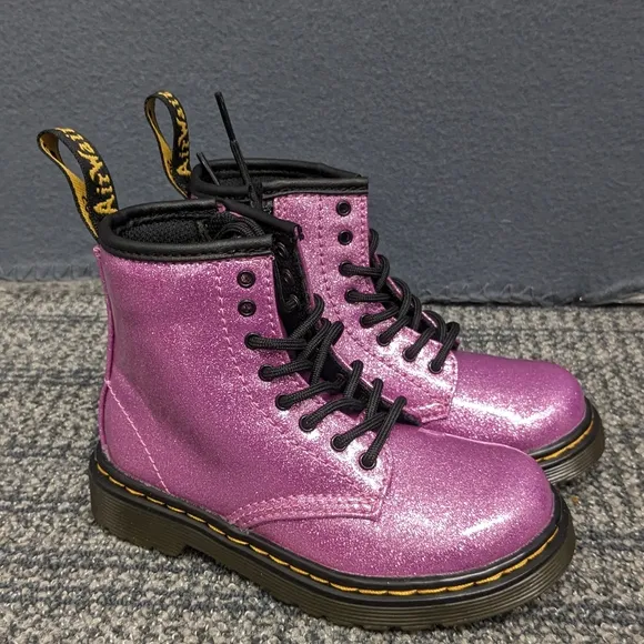 Dr. Martens 1460 Glitter Pink Combat Boots Girls Size 9 Toddler