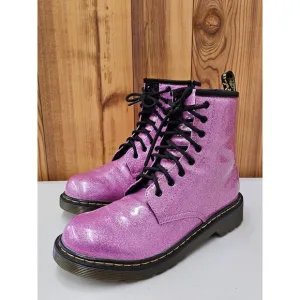 Dr. Martens 1460 Glitter Pink Patent Leather Women's Combat Boots Size 6