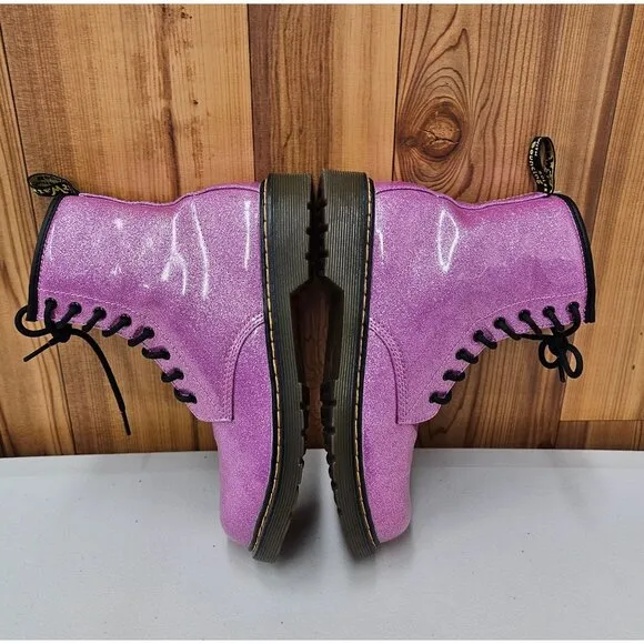 Dr. Martens 1460 Glitter Pink Patent Leather Women's Combat Boots Size 6