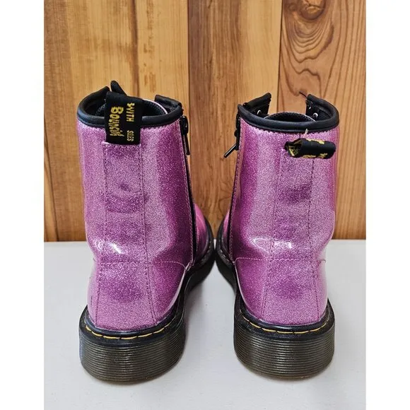 Dr. Martens 1460 Glitter Pink Patent Leather Women's Combat Boots Size 6
