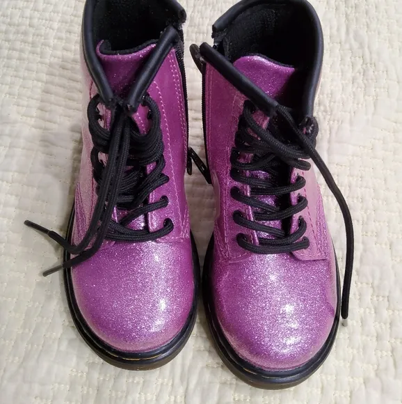 Dr Martens 1460 Glittery Pink Combat Boots Uk 7 US 8