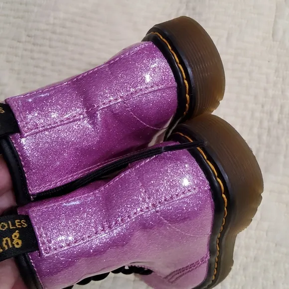 Dr Martens 1460 Glittery Pink Combat Boots Uk 7 US 8