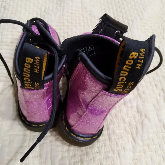 Dr Martens 1460 Glittery Pink Combat Boots Uk 7 US 8