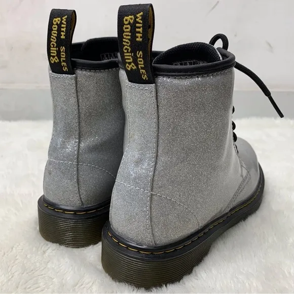 Dr Martens 1460 Kid's Silver Glitter Boots Size 3