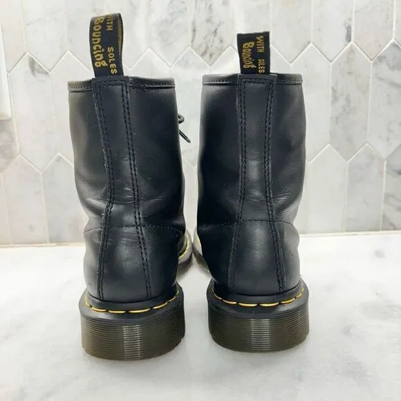Dr Martens 1460 Nappa Leather Lug Sole Lace-Up Combat Boots Black Size 7