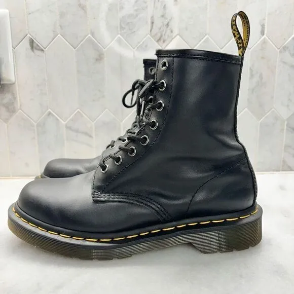 Dr Martens 1460 Nappa Leather Lug Sole Lace-Up Combat Boots Black Size 7