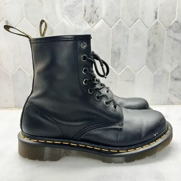 Dr Martens 1460 Nappa Leather Lug Sole Lace-Up Combat Boots Black Size 7