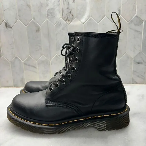 Dr Martens 1460 Nappa Leather Lug Sole Lace-Up Combat Boots Black Size 7