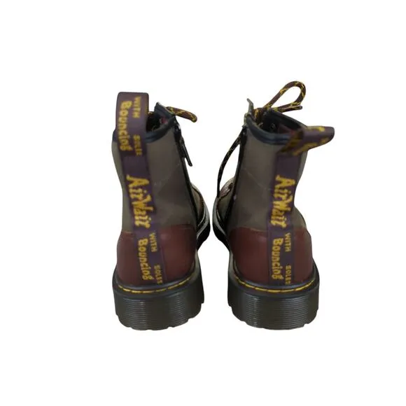 Dr Martens 1460 Panel Junior Girls 4 Leather Canvas Combat Boots Lug Flannel