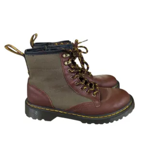 Dr Martens 1460 Panel Junior Girls 4 Leather Canvas Combat Boots Lug Flannel