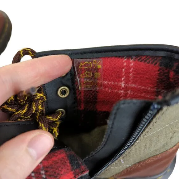 Dr Martens 1460 Panel Junior Girls 4 Leather Canvas Combat Boots Lug Flannel