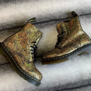 Dr Martens 1460 Pascal Gold Crackle Iridescent Lace Up Combat Boots