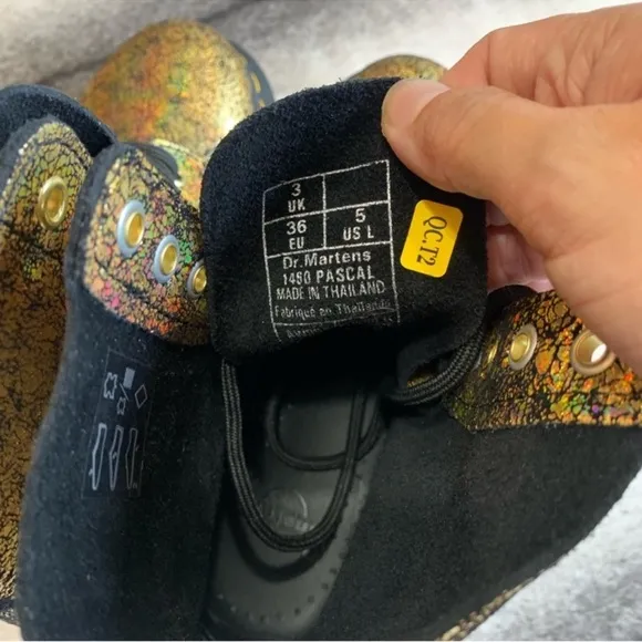 Dr Martens 1460 Pascal Gold Crackle Iridescent Lace Up Combat Boots