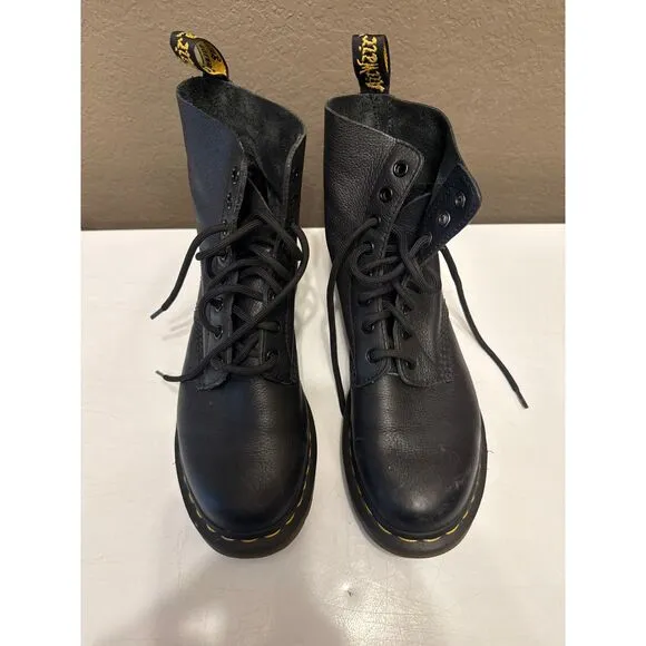 Dr. Martens 1460 Pascal Original Combat Boots Black Leather Womens 8