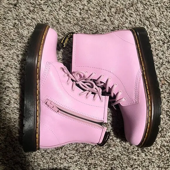 Dr. Martens 1460 Pascal Pastel Pink Leather‎ Combat Boots with Side Zip