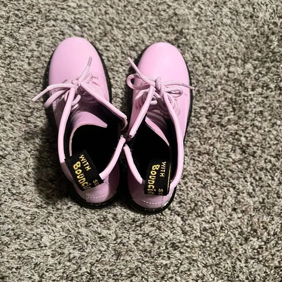 Dr. Martens 1460 Pascal Pastel Pink Leather‎ Combat Boots with Side Zip