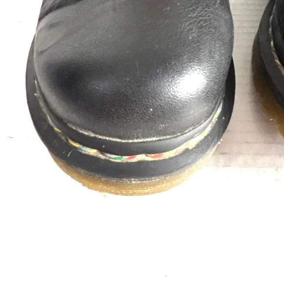 Dr Martens 1460 Pascal Rainbow Stitch Black Leather Boots Womens Size 9 Combat