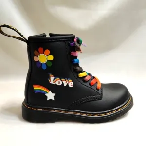Dr. Martens 1460 T For Pride Leather Rainbow Love Black Combat Boots (size 8)