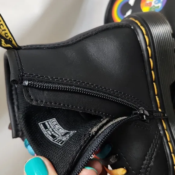 Dr. Martens 1460 T For Pride Leather Rainbow Love Black Combat Boots (size 8)
