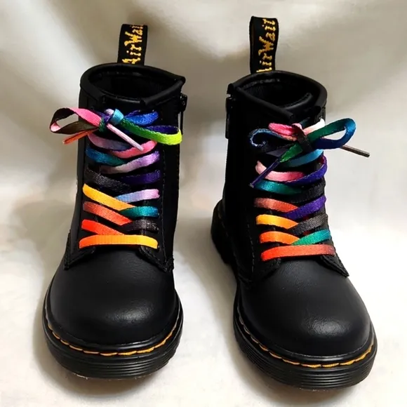 Dr. Martens 1460 T For Pride Leather Rainbow Love Black Combat Boots (size 8)