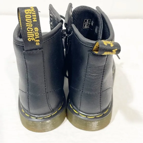 DR MARTENS 1460 Toddler Size 10 Lace Up Boots Black Combat Smooth Leather NEW
