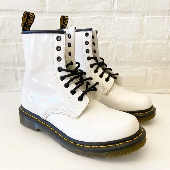 Dr. Martens || 1460 White Patent Leather Boots Combat High Top 8 Eye 39 US 8