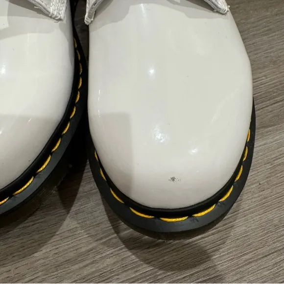 Dr Martens 1460 White Patent Leather Lace Up Combat Boots