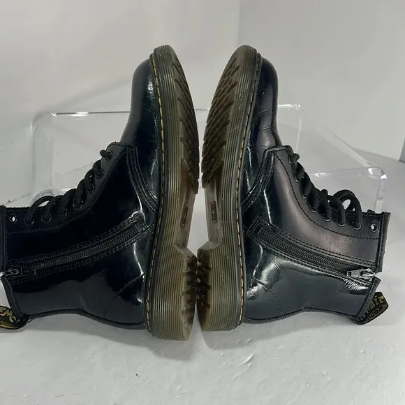 Dr. Martens 1460J Black 8-Eye Patent Leather Lace-Up/Zip-Up Combat Boots Size 2