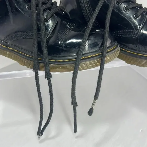 Dr. Martens 1460J Black 8-Eye Patent Leather Lace-Up/Zip-Up Combat Boots Size 2