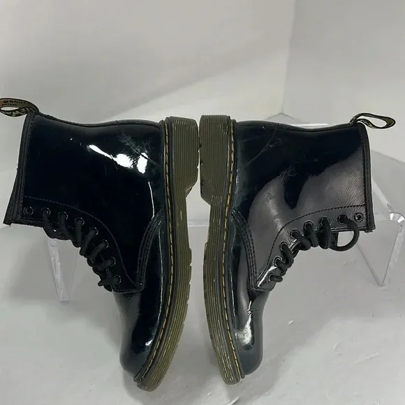 Dr. Martens 1460J Black 8-Eye Patent Leather Lace-Up/Zip-Up Combat Boots Size 2