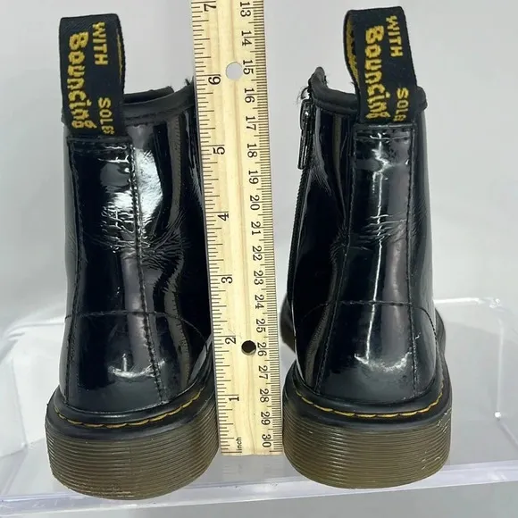 Dr. Martens 1460J Black 8-Eye Patent Leather Lace-Up/Zip-Up Combat Boots Size 2