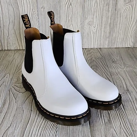 Dr. Martens 2976 White Chelsea Boots, Combat Boots, Women's Size 10, NEW