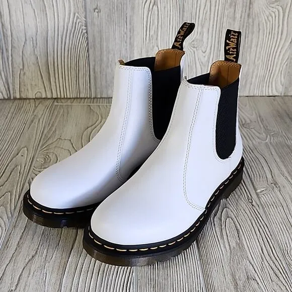 Dr. Martens 2976 White Chelsea Boots, Combat Boots, Women's Size 10, NEW