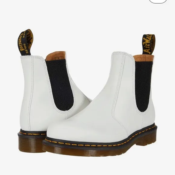 Dr. Martens 2976 Yellow Stitch Smooth Leather Chelsea Boots NEW