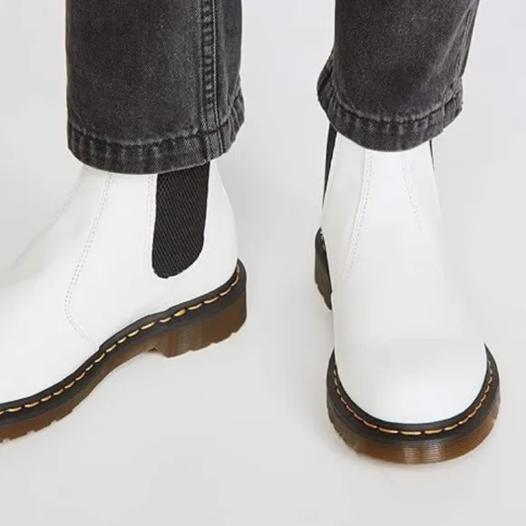 Dr. Martens 2976 Yellow Stitch Smooth Leather Chelsea Boots NEW
