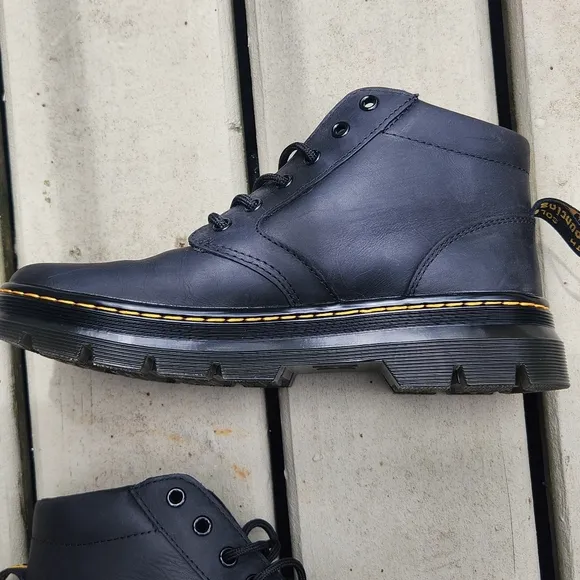 Dr. Martens Black Bonny Leather Moto Combat Boots Unisex Men's Size 8 Ladies 9