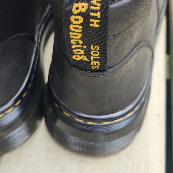 Dr. Martens Black Bonny Leather Moto Combat Boots Unisex Men's Size 8 Ladies 9