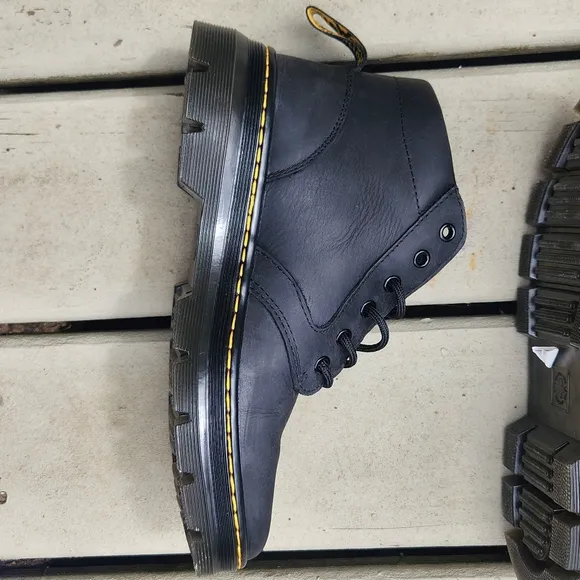 Dr. Martens Black Bonny Leather Moto Combat Boots Unisex Men's Size 8 Ladies 9