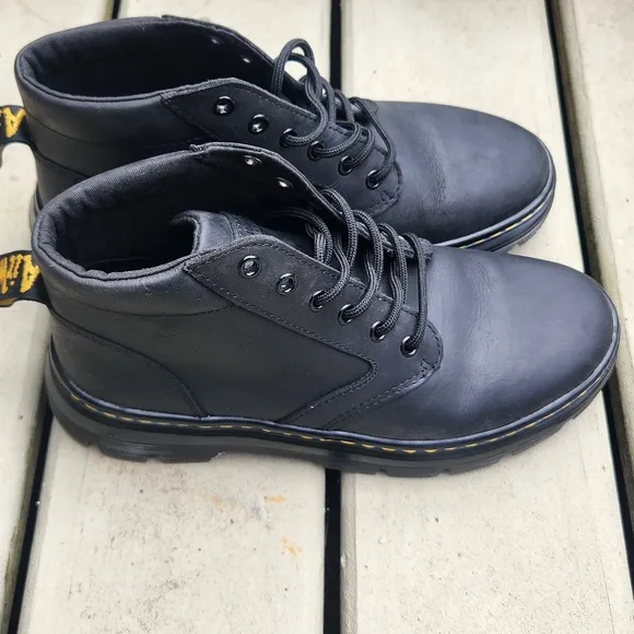 Dr. Martens Black Bonny Leather Moto Combat Boots Unisex Men's Size 8 Ladies 9