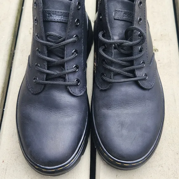 Dr. Martens Black Bonny Leather Moto Combat Boots Unisex Men's Size 8 Ladies 9