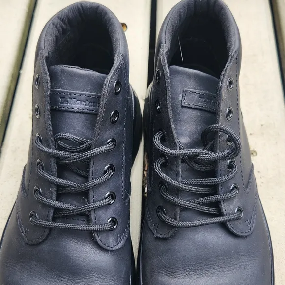 Dr. Martens Black Bonny Leather Moto Combat Boots Unisex Men's Size 8 Ladies 9